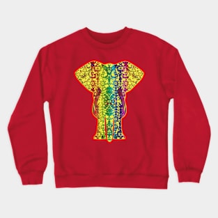 Rainbow Yellow Elephant On Red Crewneck Sweatshirt